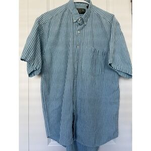 American Eagle Mens Blue Button Down Short Sleeve Shirt‎ Y2K